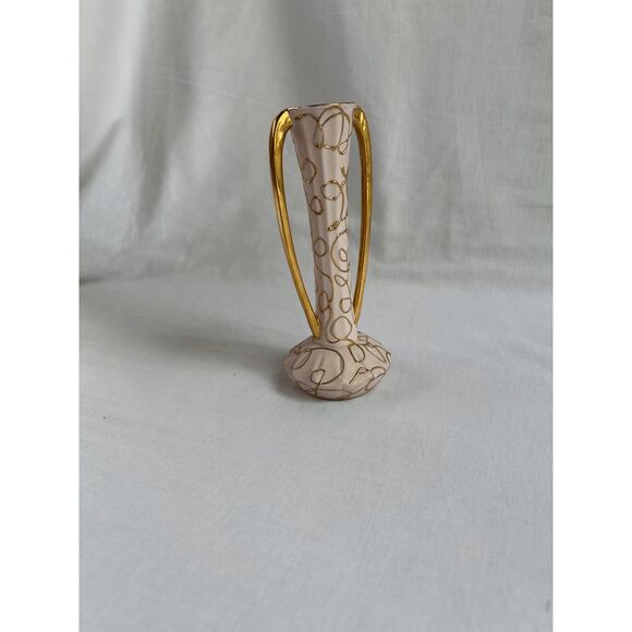 Pedal Pink and Gold Small Decorative Vase, Delicate, Pretty, Handles - Picture 6 of 7